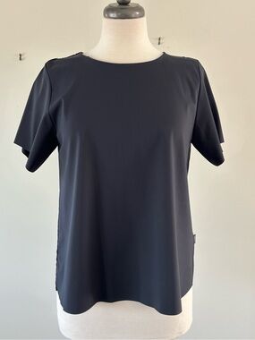 ELEMENTE CLEMENTE Black Techno Fabric Shirt Sui, Boxy w/Short Sleeves NWT Sz 0